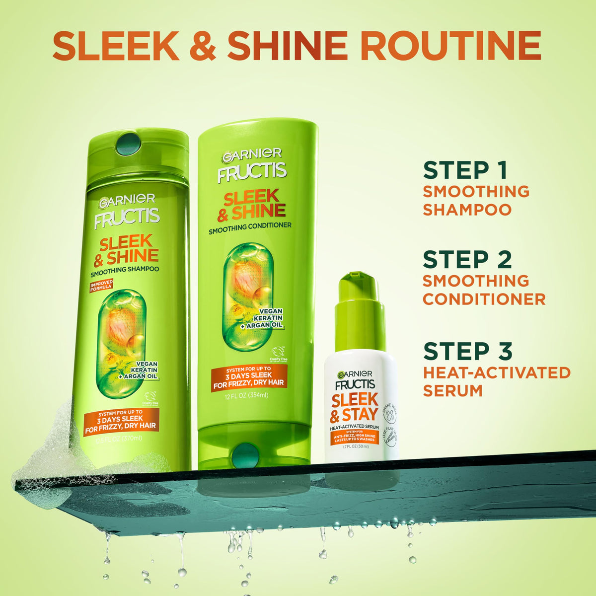 Garnier Fructis label closeup showing alpha-silane and clean formula benefits
