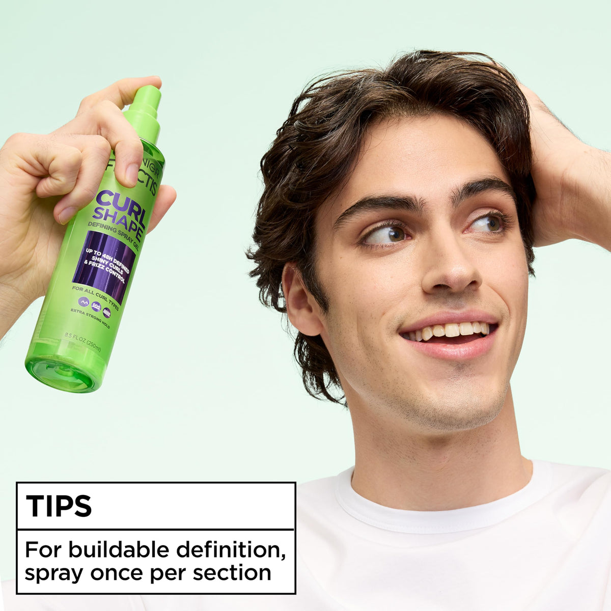 Garnier Fructis on a bathroom shelf in lifestyle setting for routine convenience