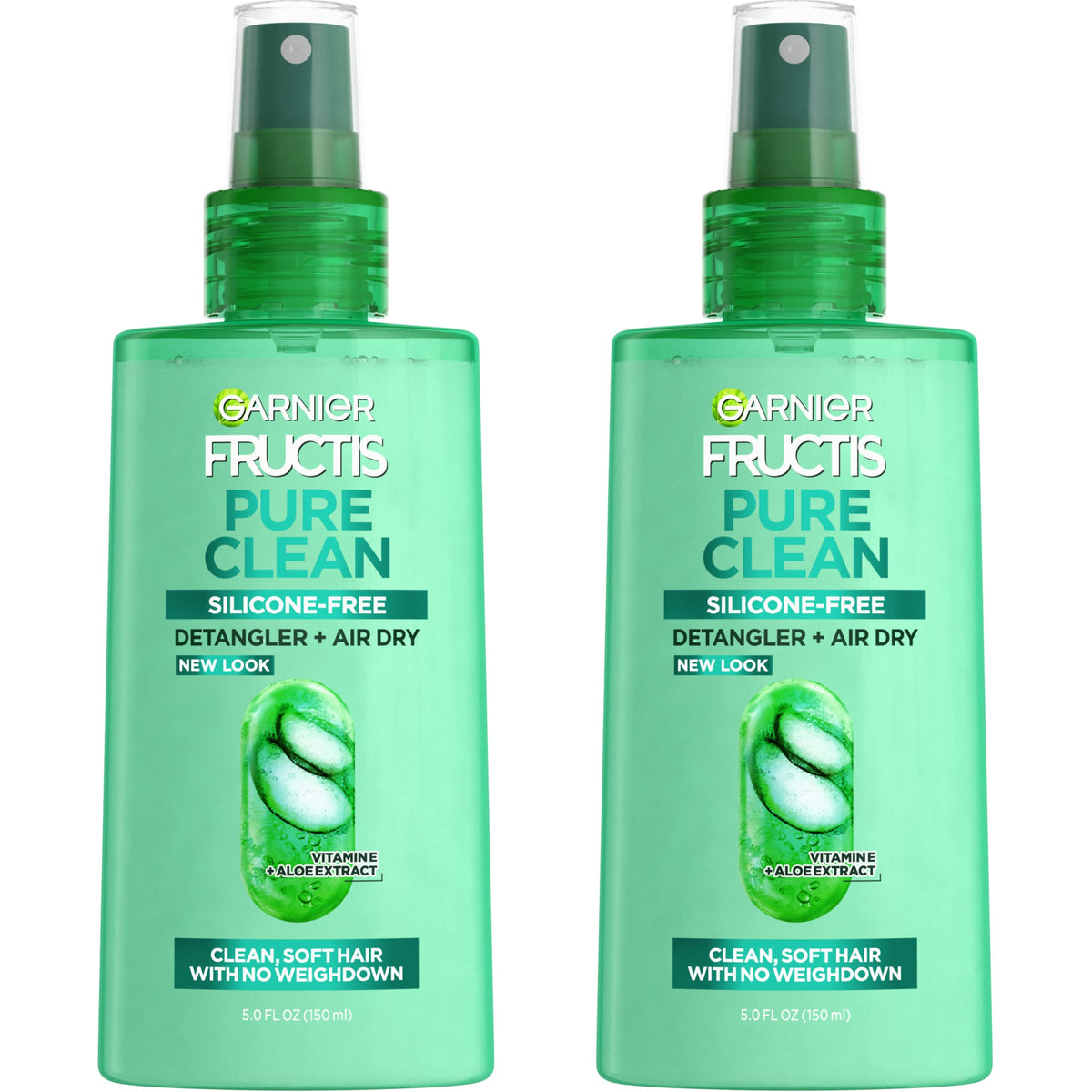 Garnier Fructis Pure Clean front packaging showing bottle and label, highlights gentle formula