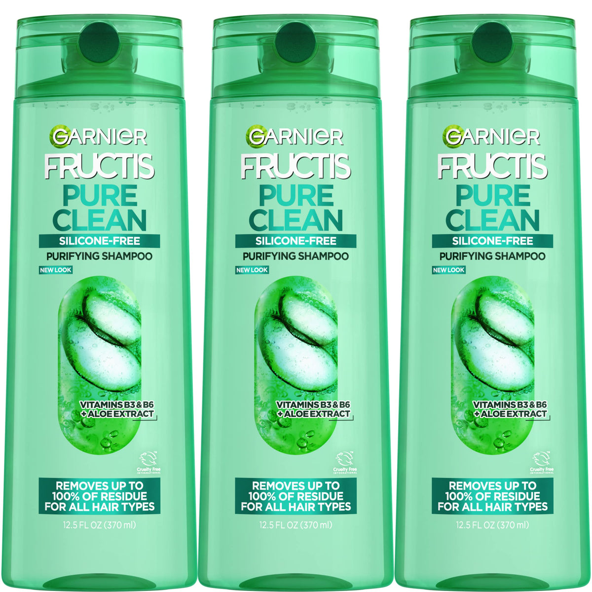 Garnier Fructis front packaging showing label and bottle recycling benefit