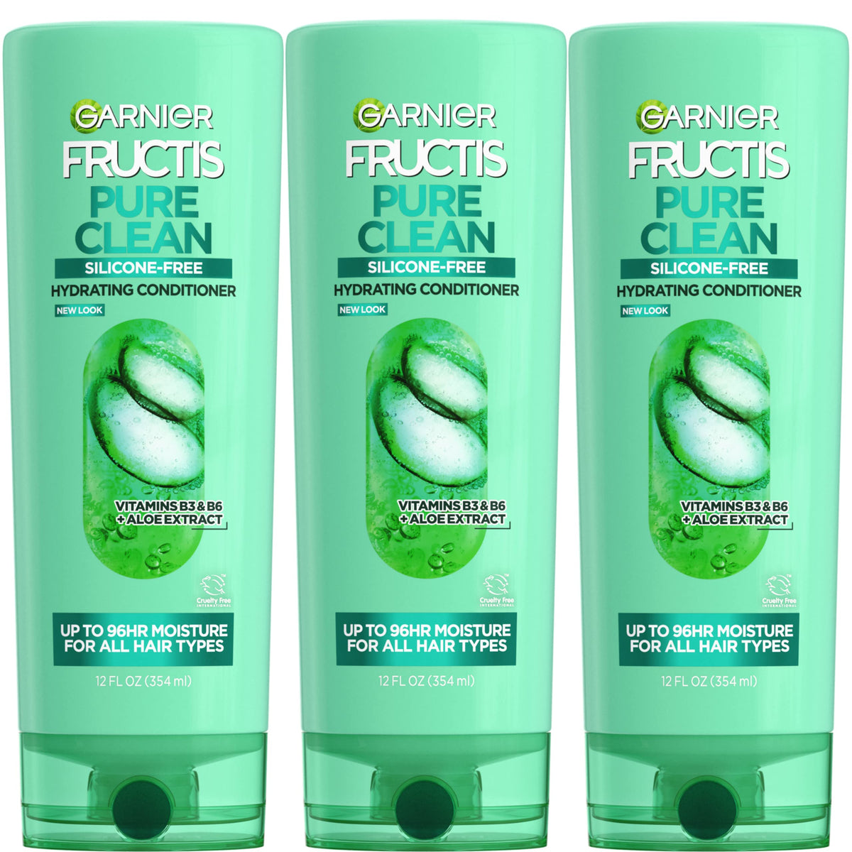 Garnier Fructis front packaging showing label and recycled bottle benefit