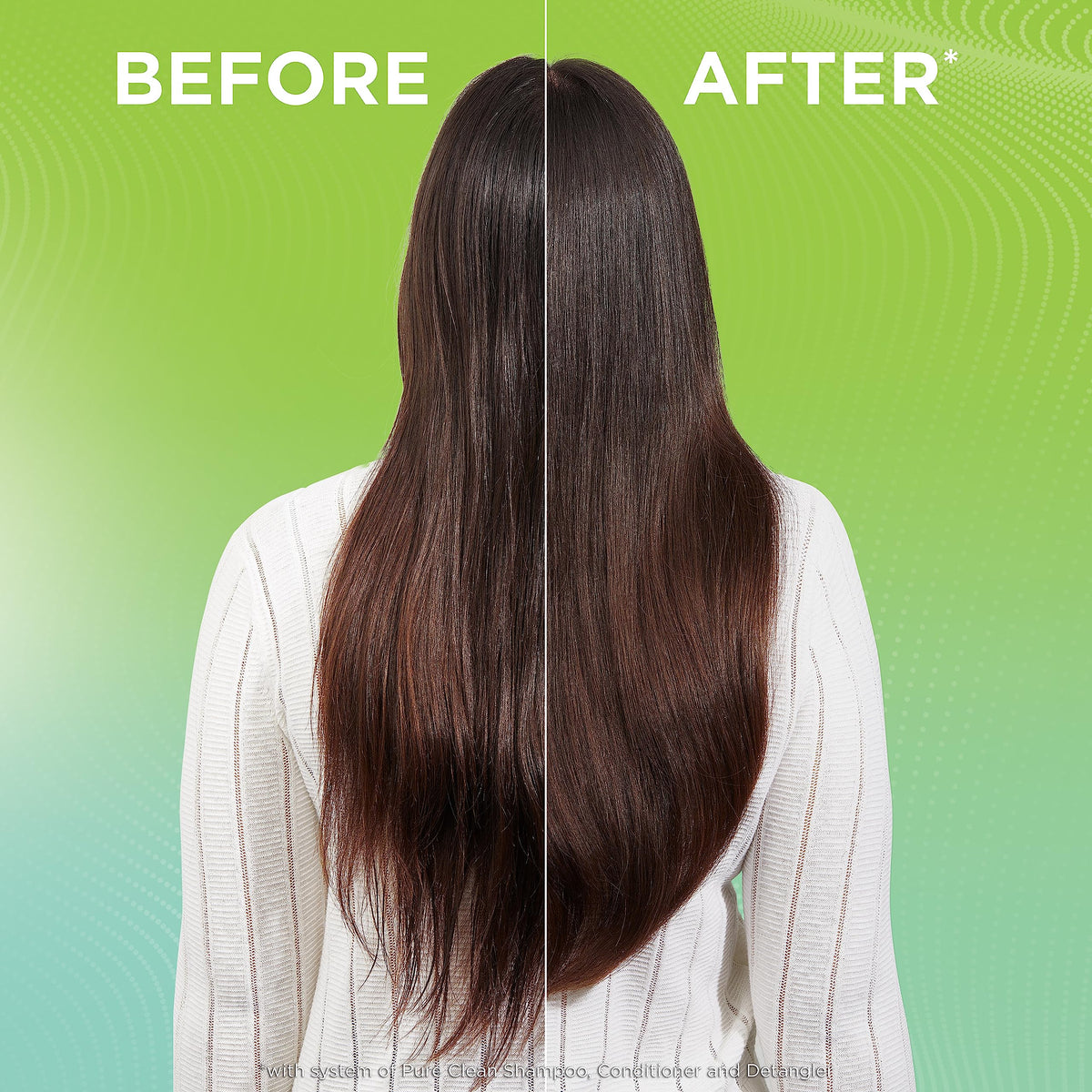 Garnier Fructis Pure Clean mist sprayed on damp hair demonstrating detangling and frizz control