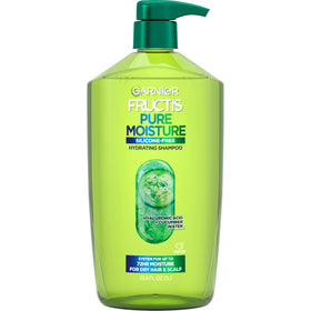Garnier Fructis Pure Moisture front packaging shows large 33.8 fl oz bottle for value