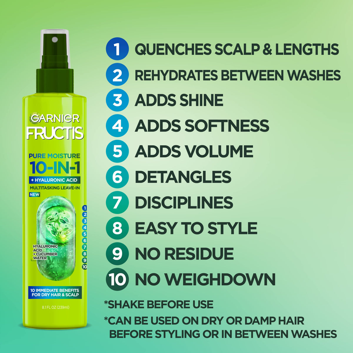Garnier Fructis spray nozzle closeup highlighting mist control and precise application