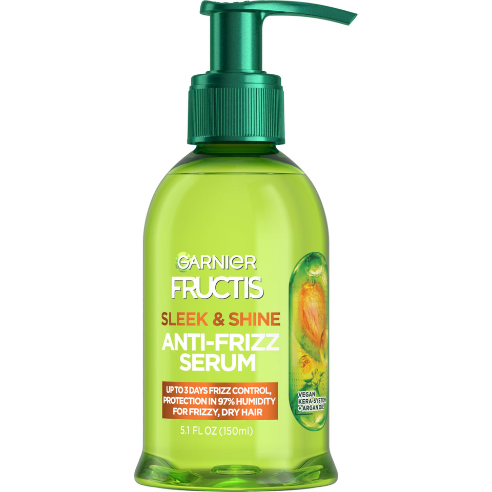 Garnier bottle front packaging showing sleek polished finish benefit