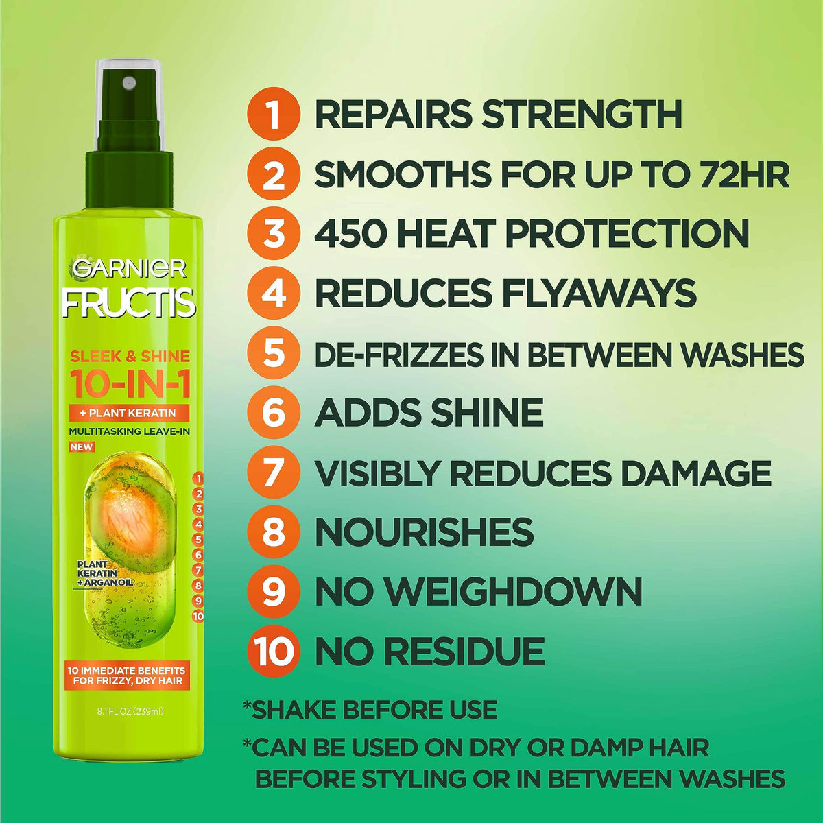 Garnier Fructis spray nozzle closeup showing easy mist and even product distribution