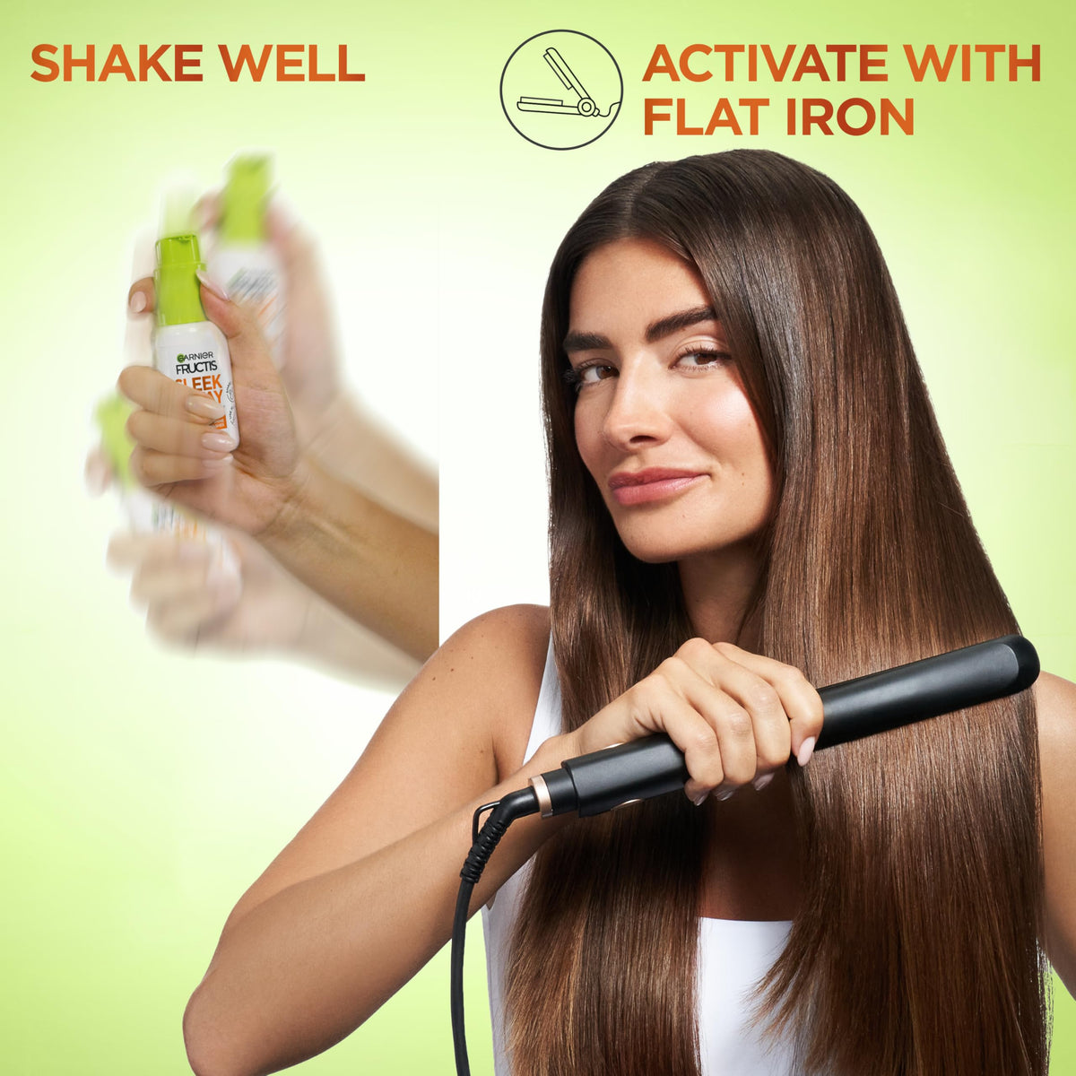 Garnier Fructis styling in use with blowdry showing faster styling benefit