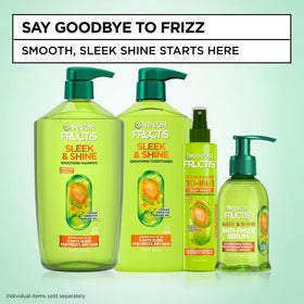 Garnier Fructis on mid‑lengths and ends demonstrating smooth, shiny texture