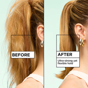 Garnier Fructis mist on hair illustrating light texture and shine