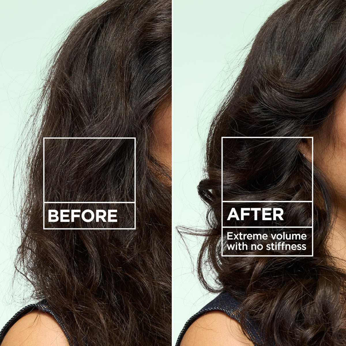 Garnier spray texture on dry hair showing lightweight volumizing finish
