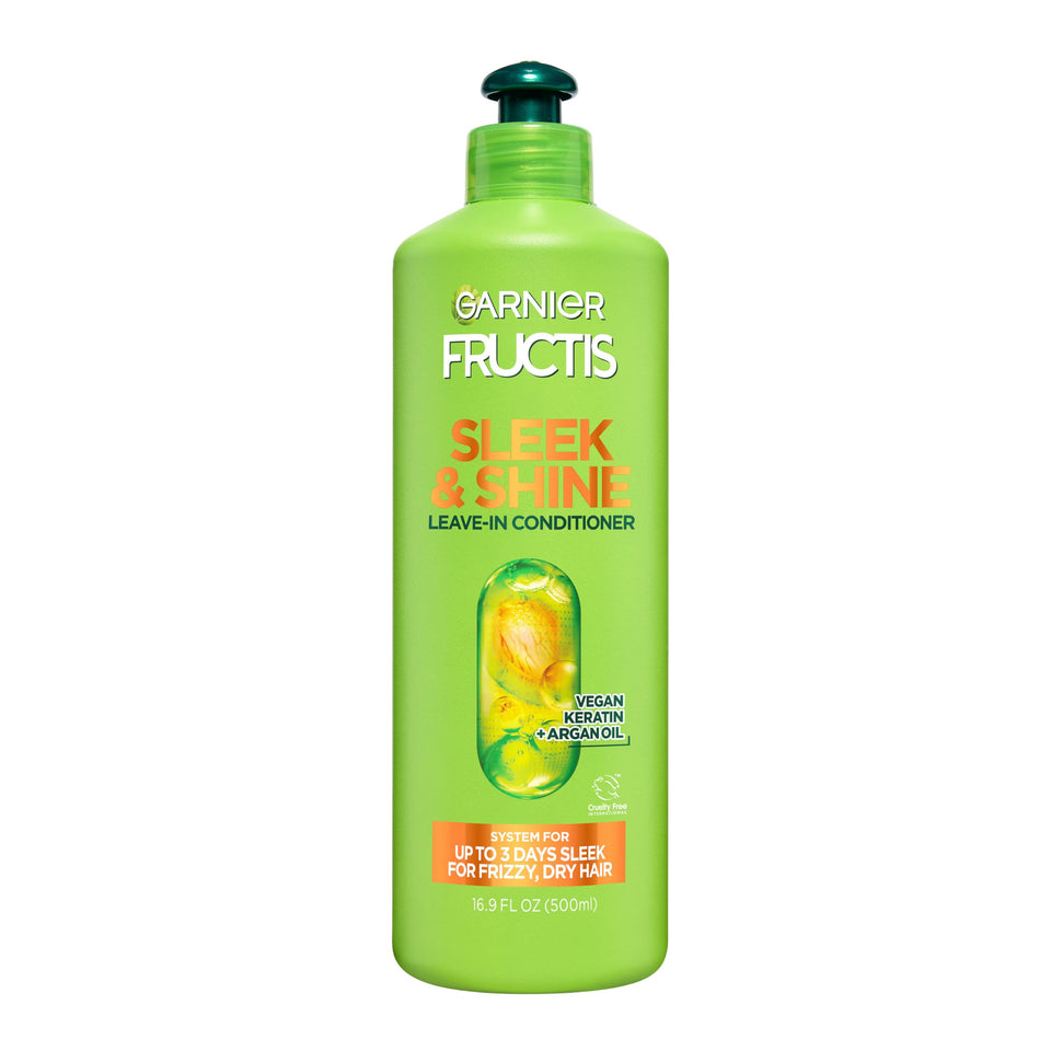 Garnier Fructis front packaging showing XL 16.9 fl oz value size and branding benefits