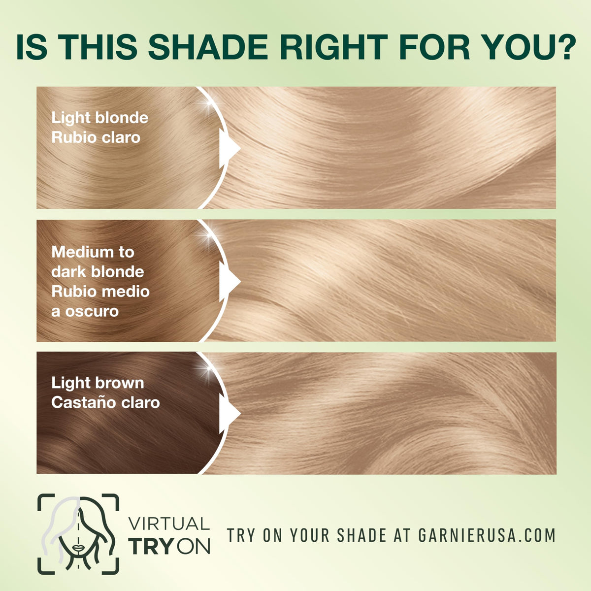 Garnier hair close-up reflecting light for visibly shinier results