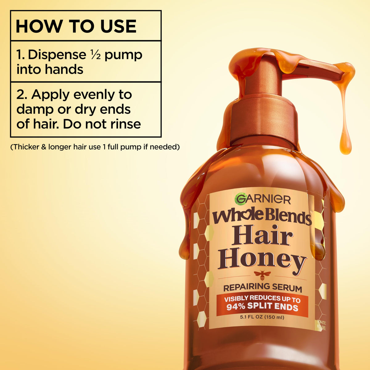 Garnier acacia honey ingredient shot emphasizing natural-sourced repair