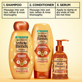Garnier serum being applied before heat styling for protection