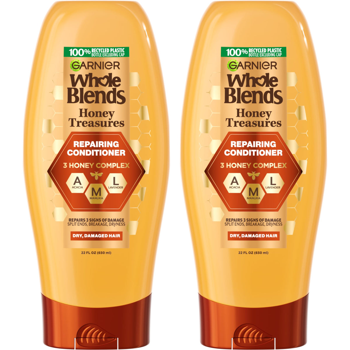 Garnier front packaging showing honey treasures conditioner benefits