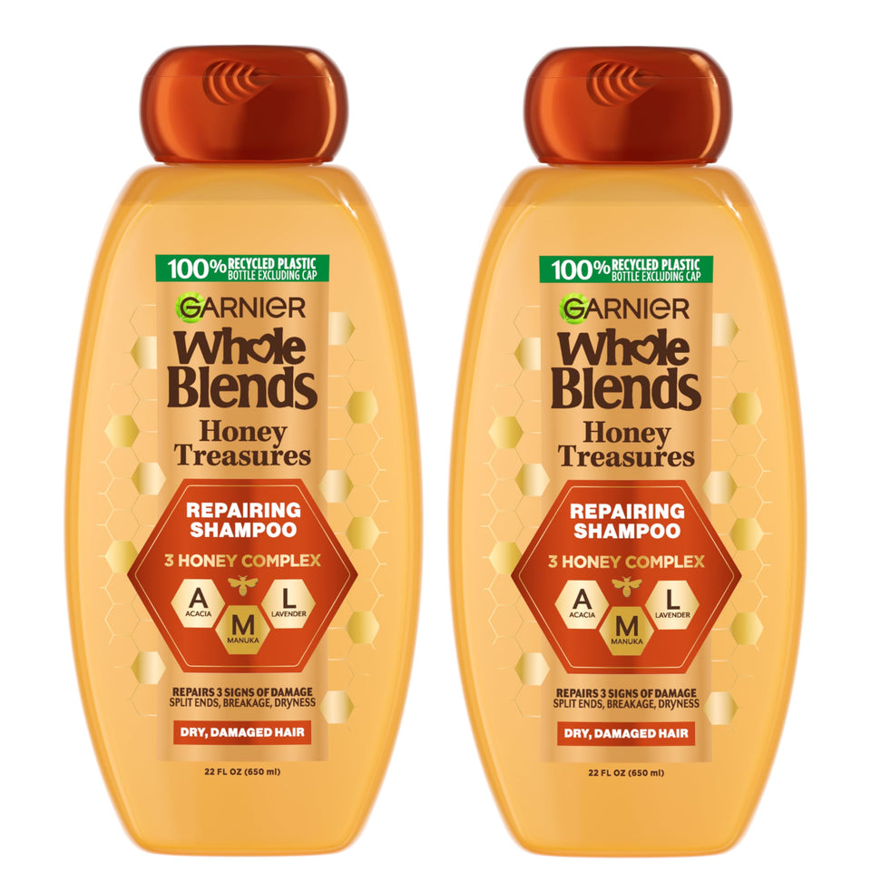 Garnier front packaging showing Honey Treasures 22 fl oz and benefit of repair