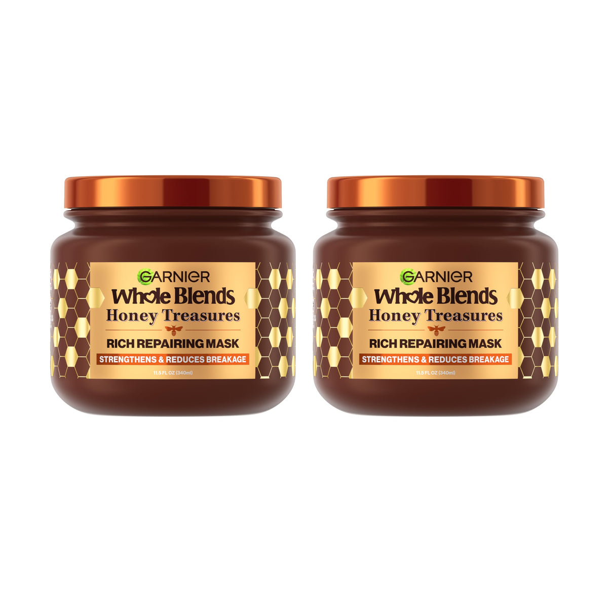 Garnier front packaging showing two 11.5 fl oz jars and product benefit