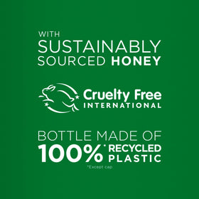 Garnier Honey Treasures bottle on bathroom shelf suggesting everyday routine use