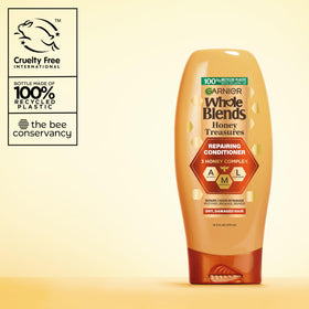 Garnier conditioner on bathroom shelf styled in lifestyle setting suggesting daily routine