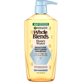 Garnier Whole Blends Honey Water front bottle showing product and size benefits