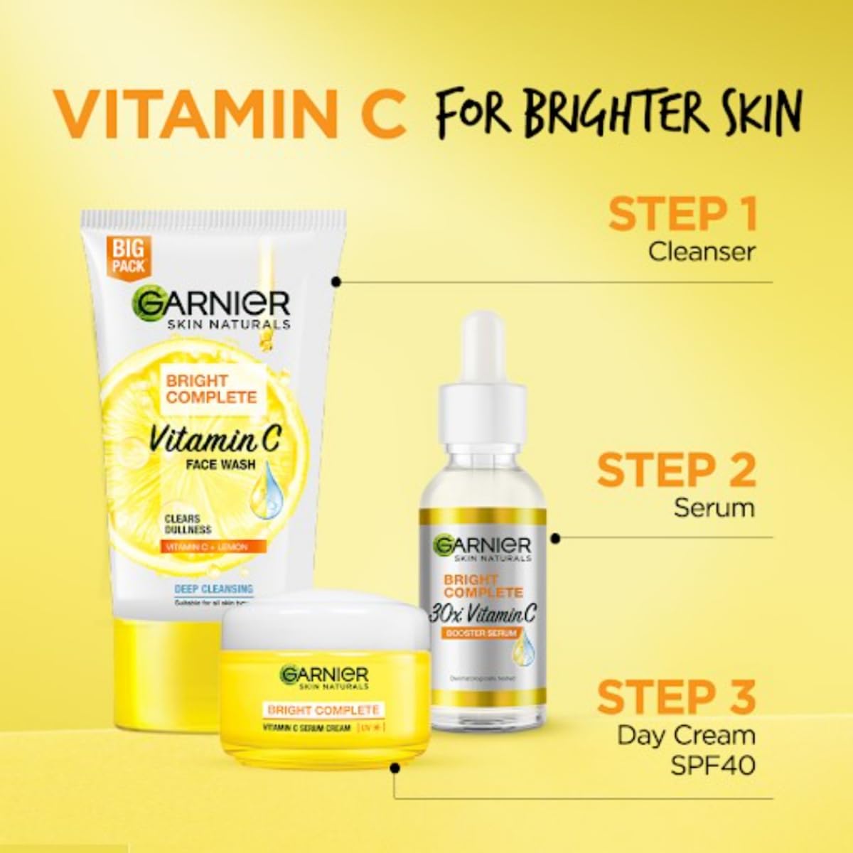 Garnier beside moisturizer illustrating pairable layering and balanced skin results