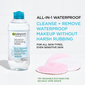 Garnier close texture shot of clear micellar water, gentle hydration visible