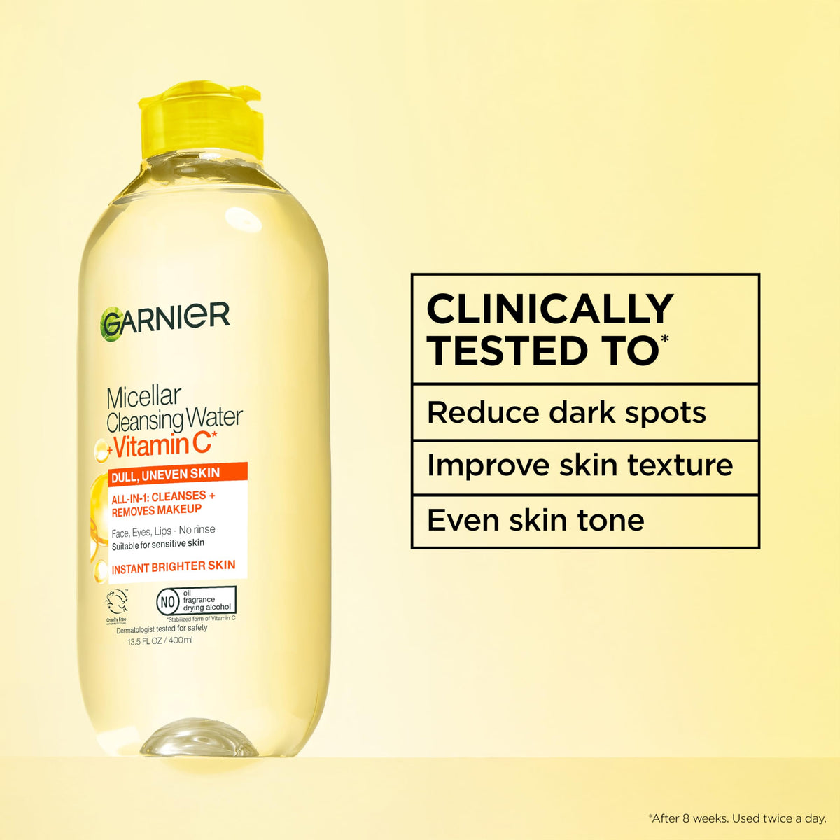 Garnier close-up of clear micellar liquid texture illustrating gentle hydrating formula