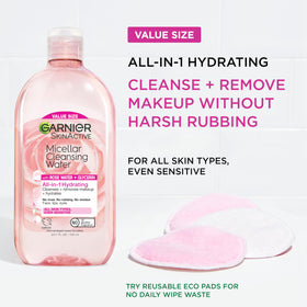 Garnier closeup rose water label highlighting natural extract and soothing benefit