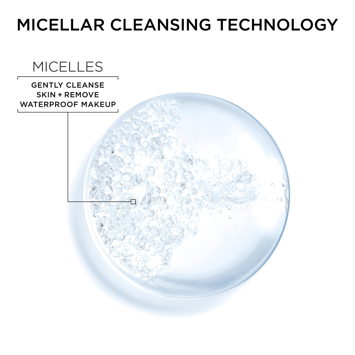 Garnier micellar water dissolving waterproof eye makeup on closed eyelid, soothing