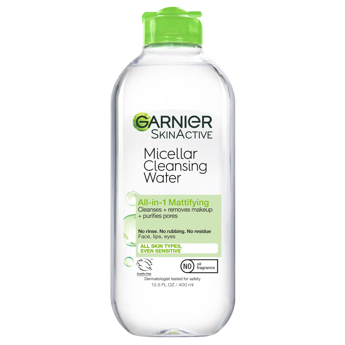Garnier bottle front label showing product name and mattifying claim for clear skin