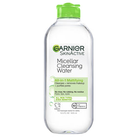 Garnier bottle front label showing product name and mattifying claim for clear skin
