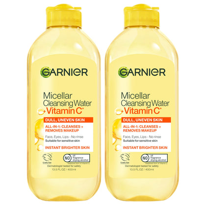 Garnier micellar water front packaging showing bottle and label benefit