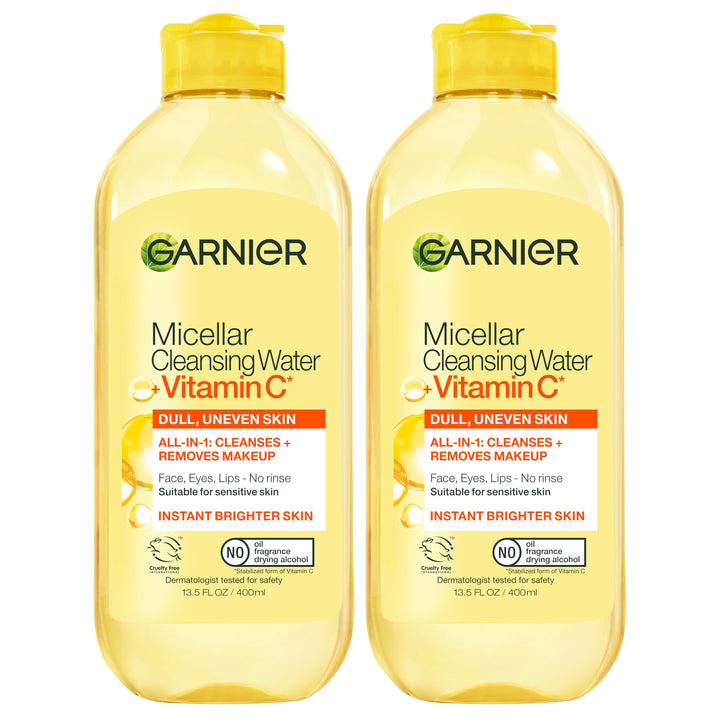 Garnier micellar water front packaging showing bottle and label benefit