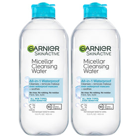 Garnier front packaging showing label and 400mL bottle, clear cleanser benefit