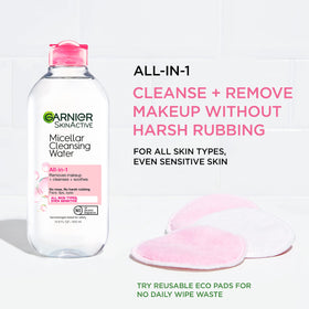 Garnier close-up of large bottle label, clear directions and gentle formula benefit
