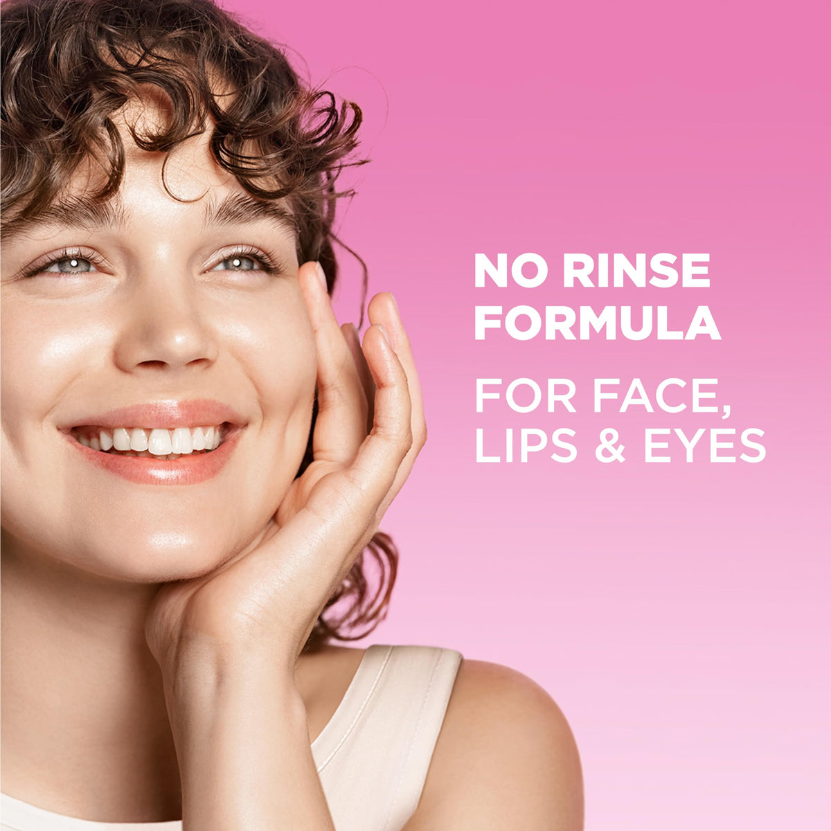 Garnier pouring micellar water on cotton pad, demonstrates easy removal