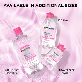 Garnier micellar water on bathroom counter for fast daily routine