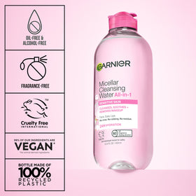 Garnier used to remove eye makeup gently from closed eyelid safely
