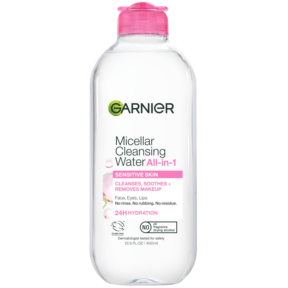 Garnier bottle front packaging showing product and volume benefits