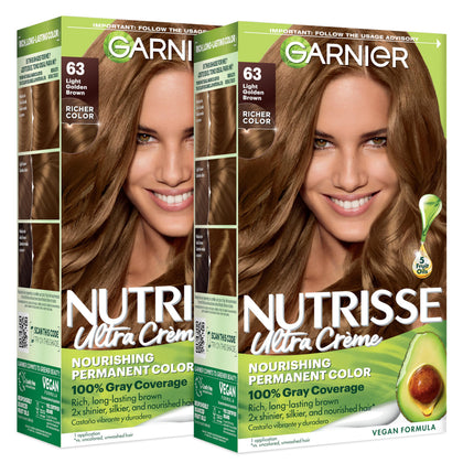 Garnier Nutrisse box front showing shade 63 and benefits for vibrant color