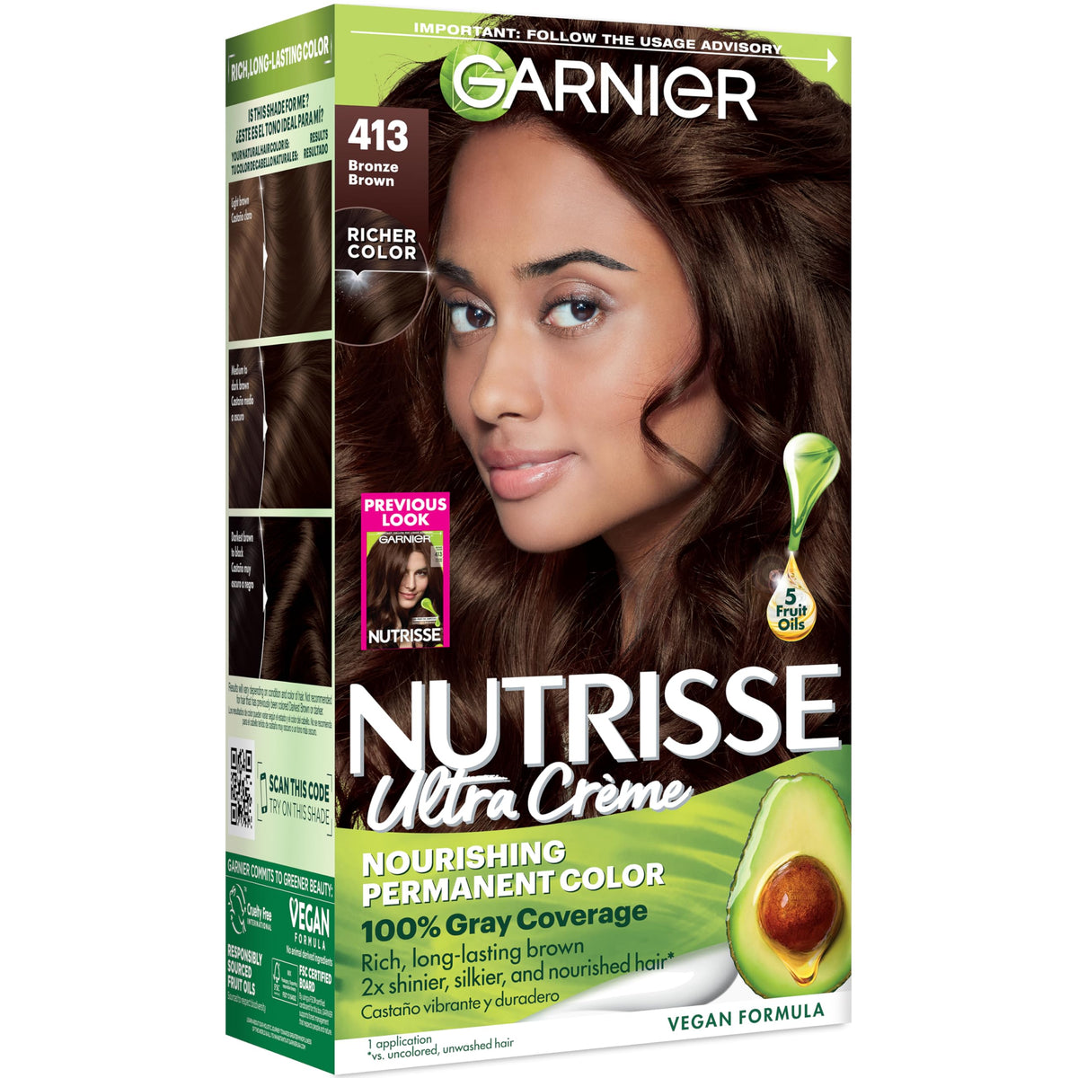 Garnier Nutrisse front box showing product name and shade for clear shelf recognition