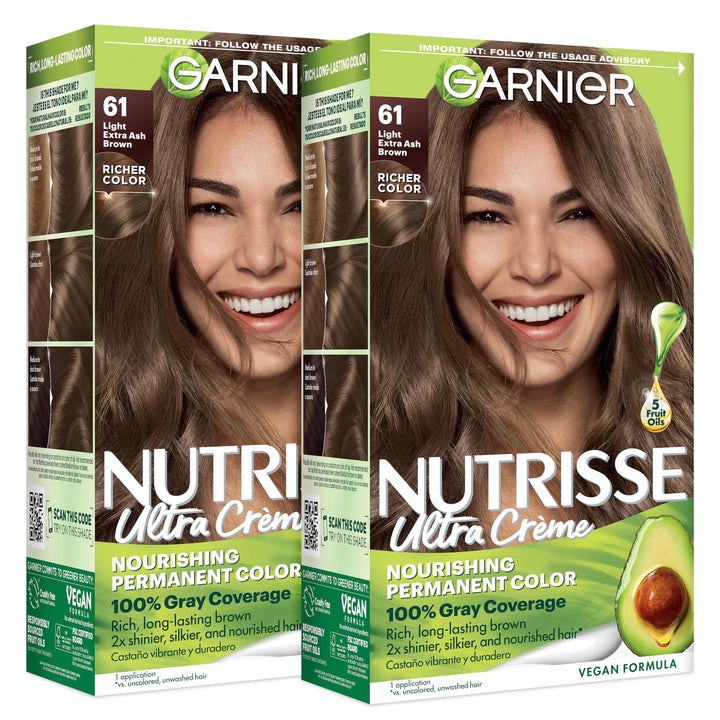 Garnier Nutrisse front box showing shade and benefits for flawless results