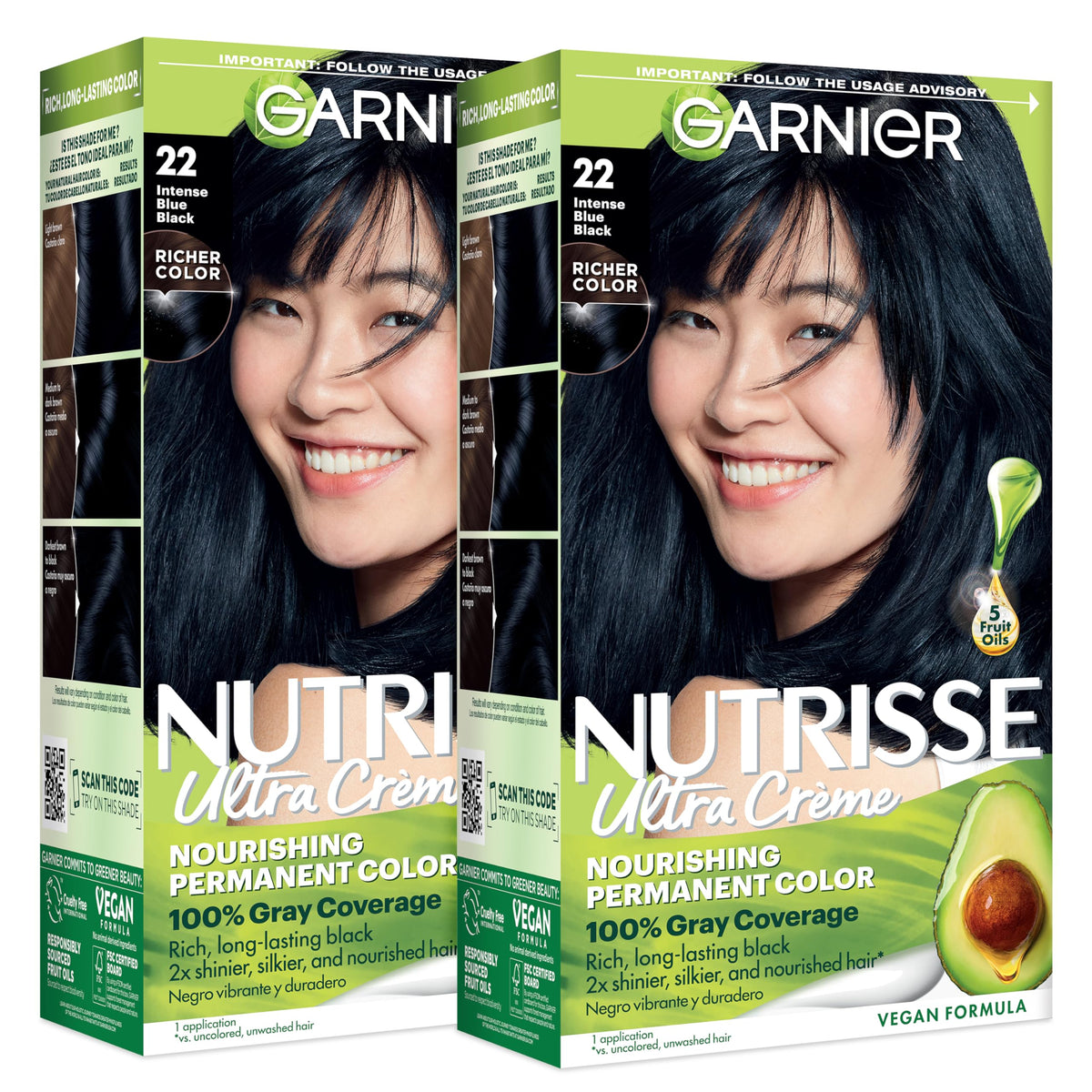 Garnier Nutrisse front box showing shade and benefits for easy selection