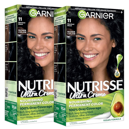 Garnier Nutrisse front packaging showing shade and benefits for confident selection