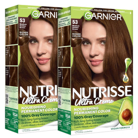 Garnier Nutrisse front packaging showing shade 53 and benefits