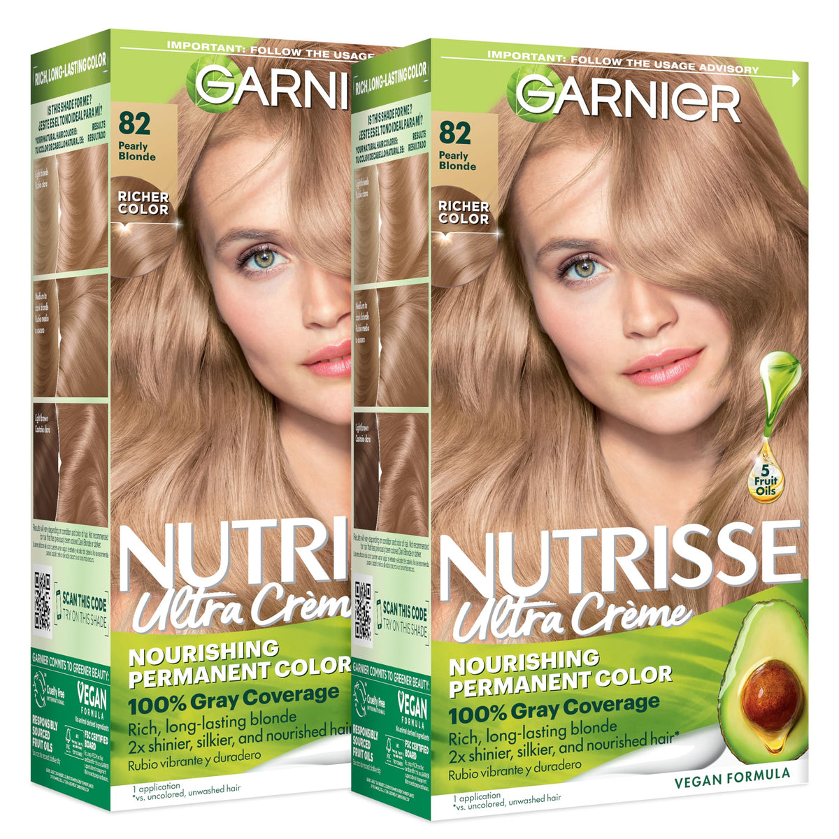Garnier Nutrisse front packaging showing shade and benefits for vibrant color