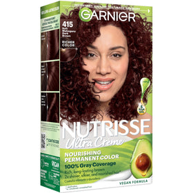 Garnier Nutrisse front packaging shows shade and key benefits