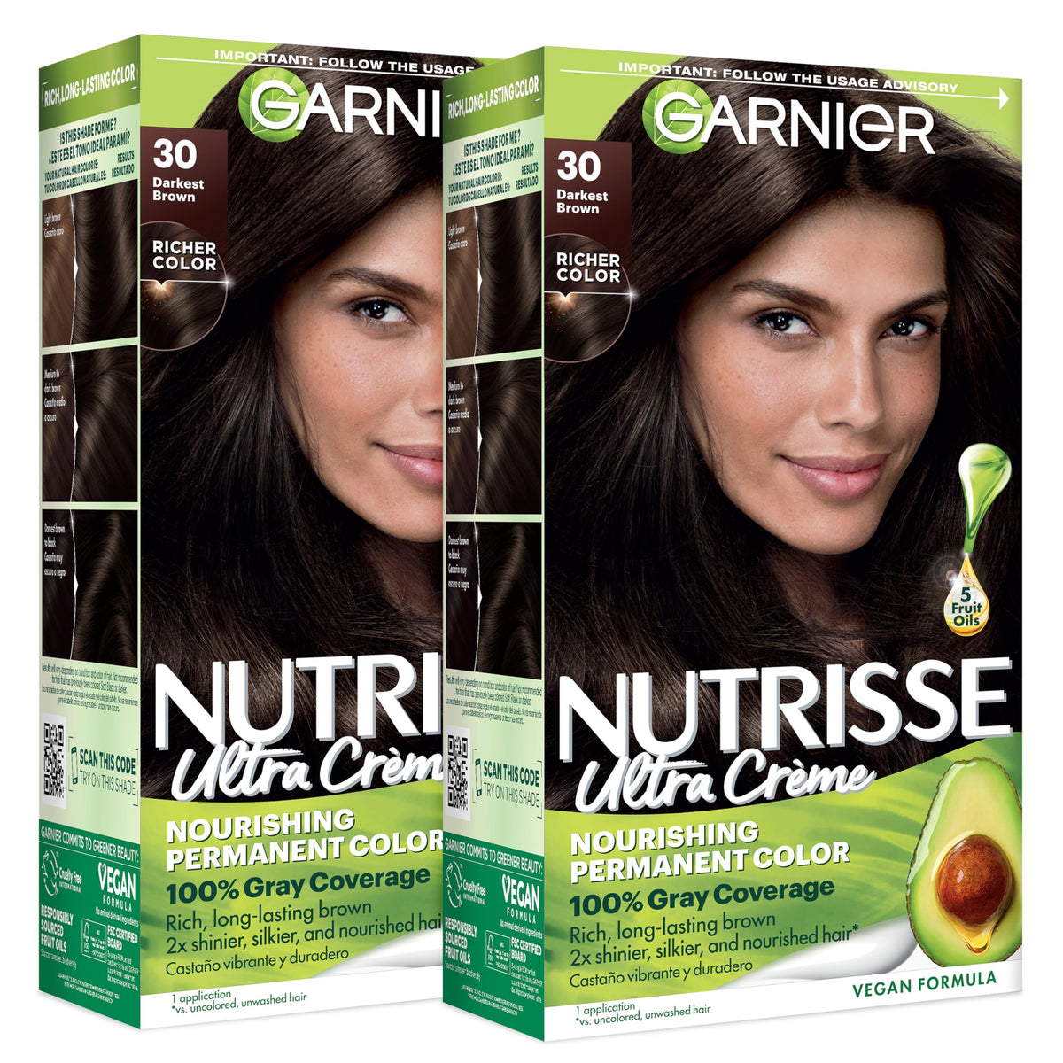 Garnier packaging front view showing product and shade benefit