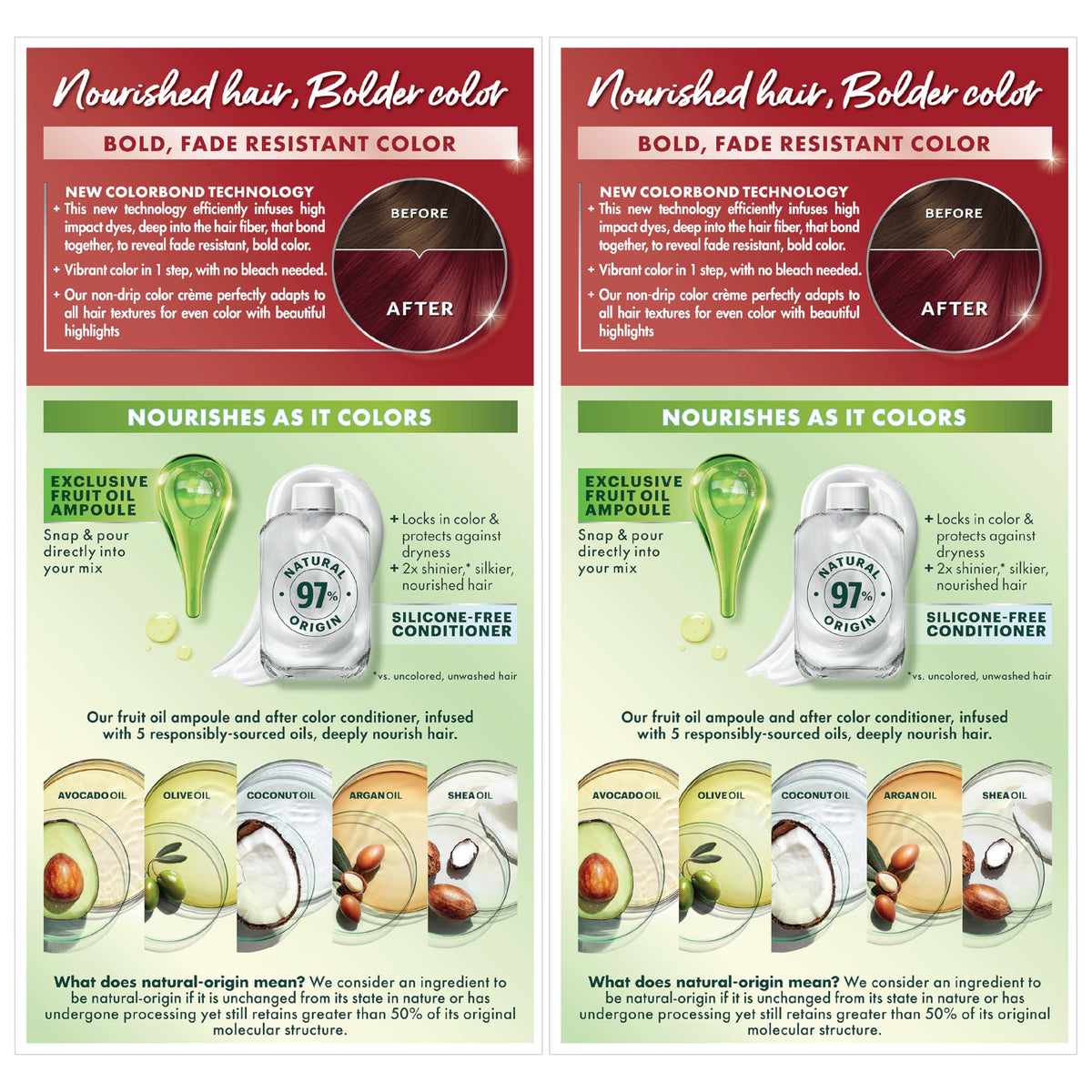 Garnier Nutrisse product label and ingredient list highlighting vegan, cruelty-free benefit