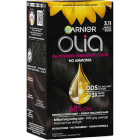 Garnier Olia front packaging showing shade and benefits for vibrant color